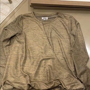 Girls Mia metallic gold long sleeve top